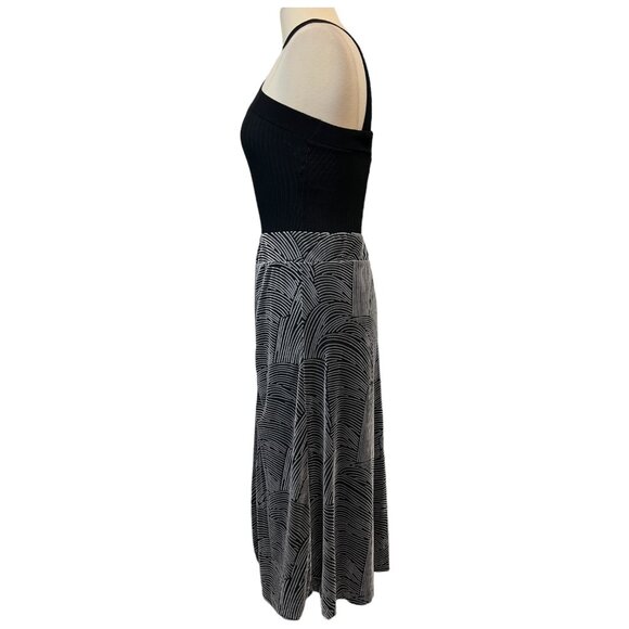 Long black and gray devore velvet skirt - Picture 4 of 7